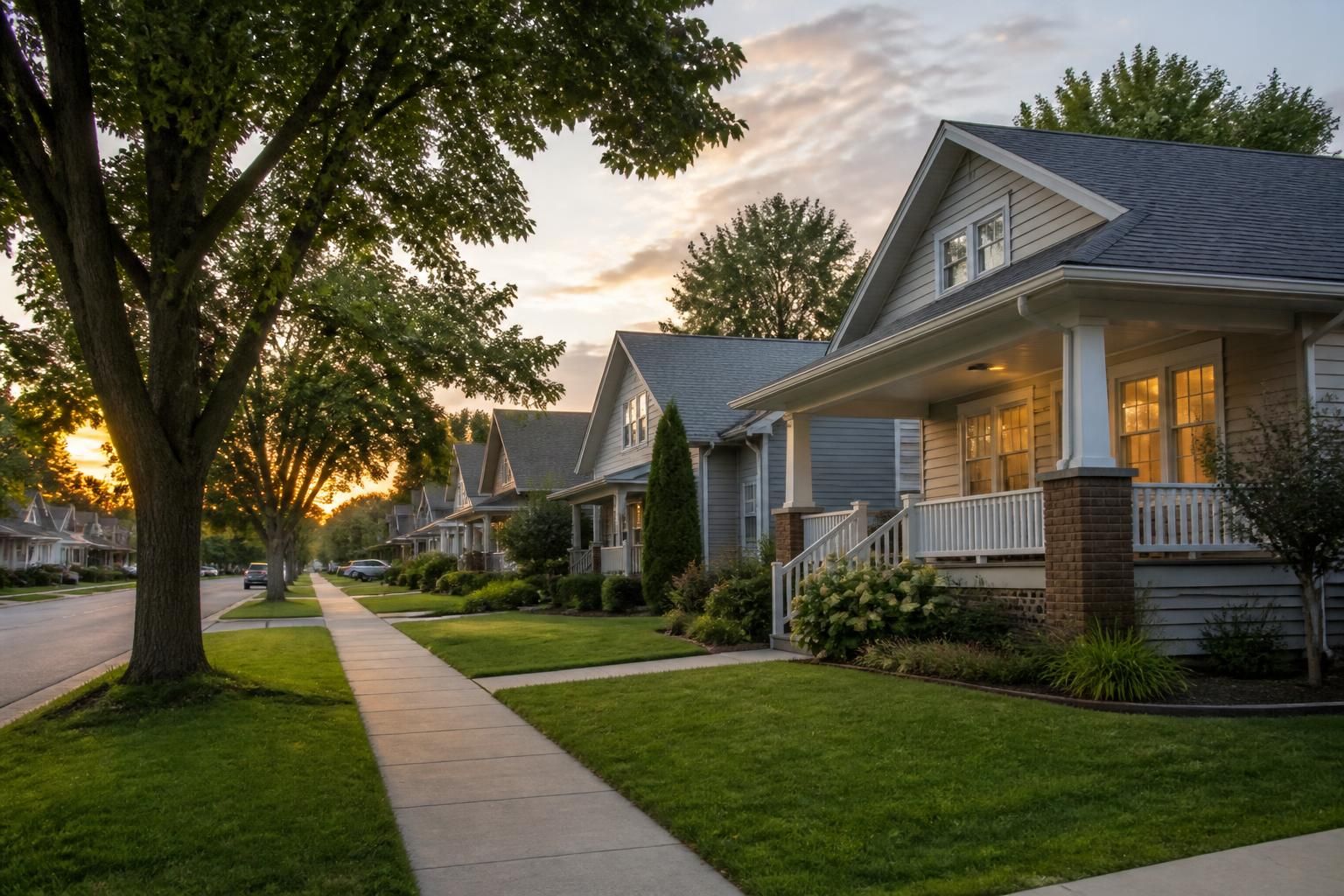 Quiet Haysville neighborhood with family homes and clean sidewalks.