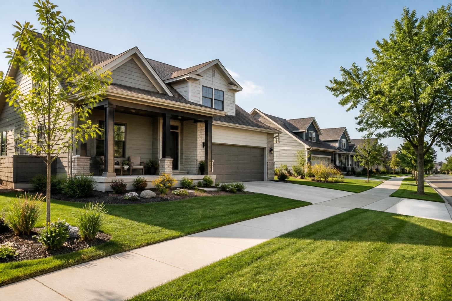 Attractive Maize neighborhood with family homes and fresh lawns.