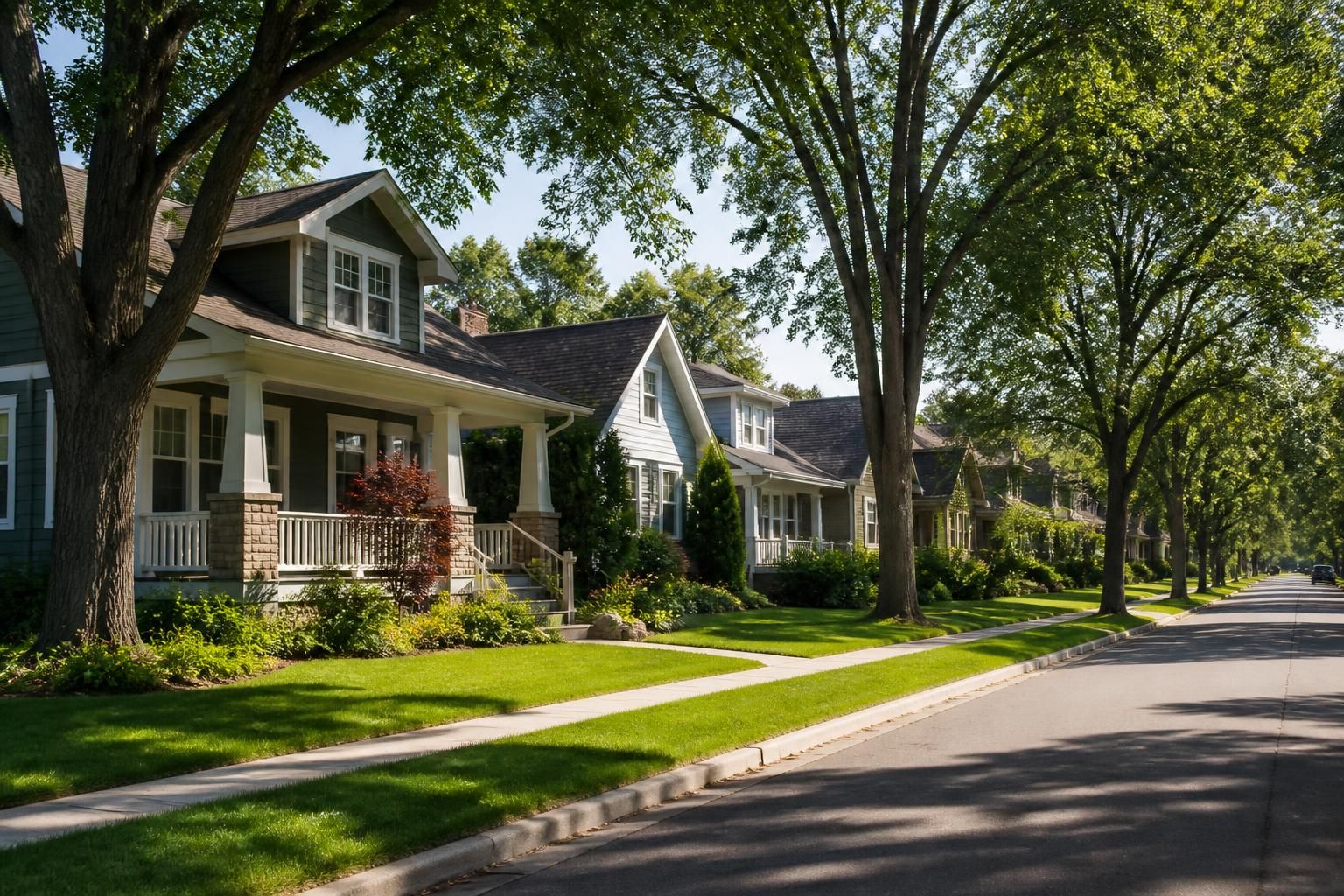 Welcoming Wichita neighborhood with well-kept homes and mature trees.
